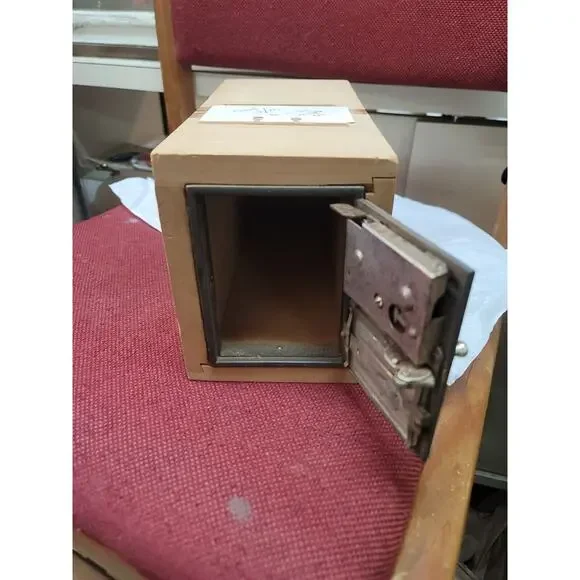 Post Office US AMERICAN eagle Combination Lockbox Wooden ANTIQUE